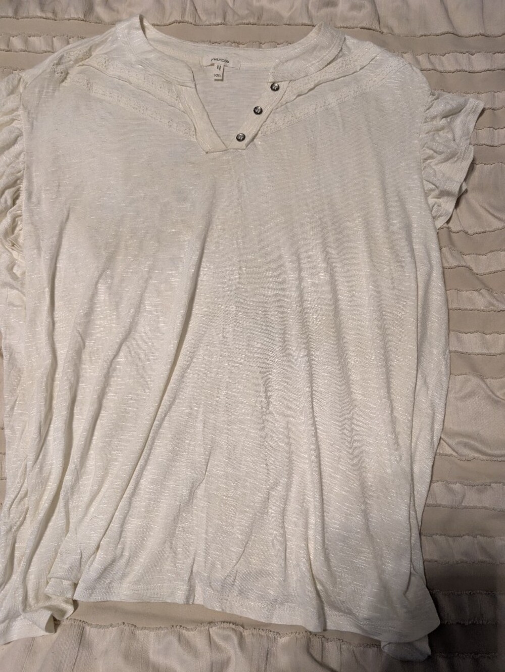 Maurices White Short-Sleeve Henley Blouse